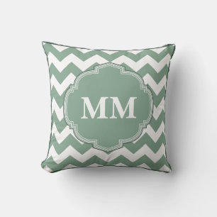 Eau de Nil Monogrammable Chevron Stripe Pillow