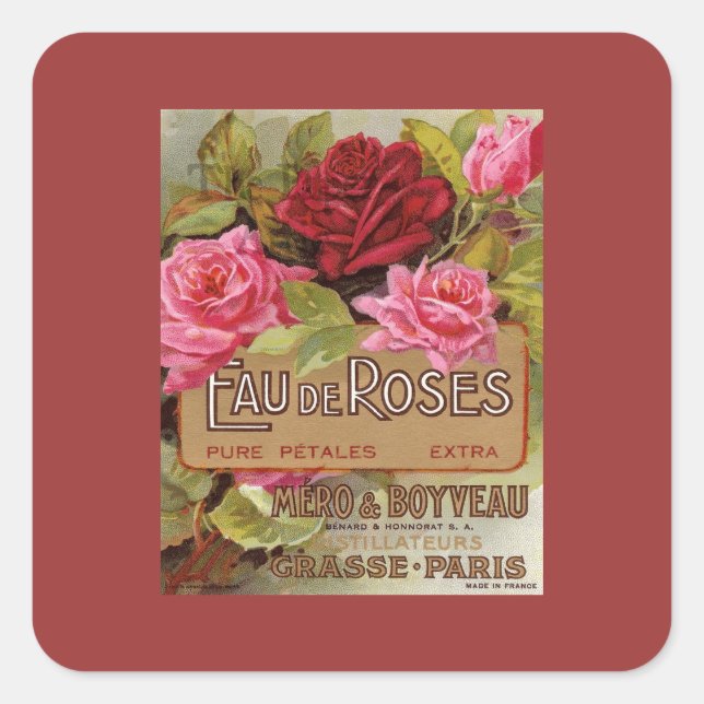 Eau De Roses French Scent Square Sticker (Front)