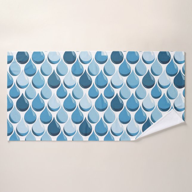 Eau design gouttes Bleu et Blanc (Serviette de bain)