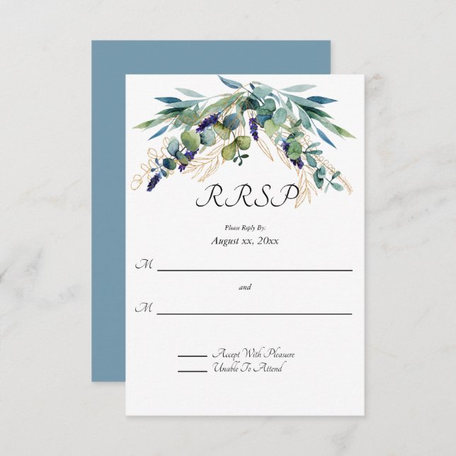 Eau d'été Eucalyptus Mariage floral RSVP (Devant / Derrière)