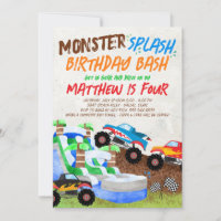 Eau Diapositive Monster Camion Invitation Annivers