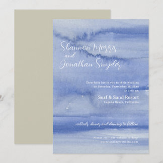 Eau et ondulation Faire-part de mariage bleu