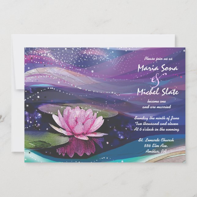 Eau Lily Faire-part de mariage rose Invitation (Devant)