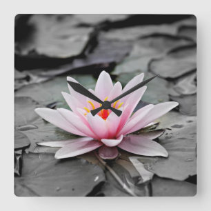 Eau Lily Plante aquatique Acrylique Horloge murale