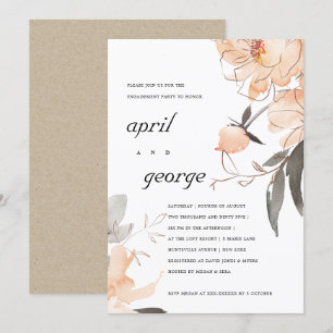EAU ORANGE RUST FIANÇAILLES FLORAL INVITATION