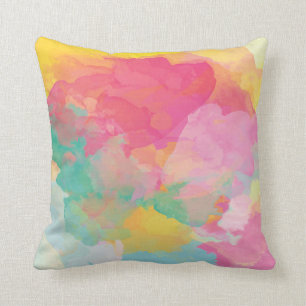 Eau pastel couleur rose jaune aqua déco coussin