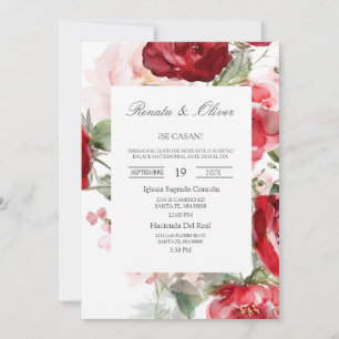 Eau rouge rose espagnol Faire-part de mariage