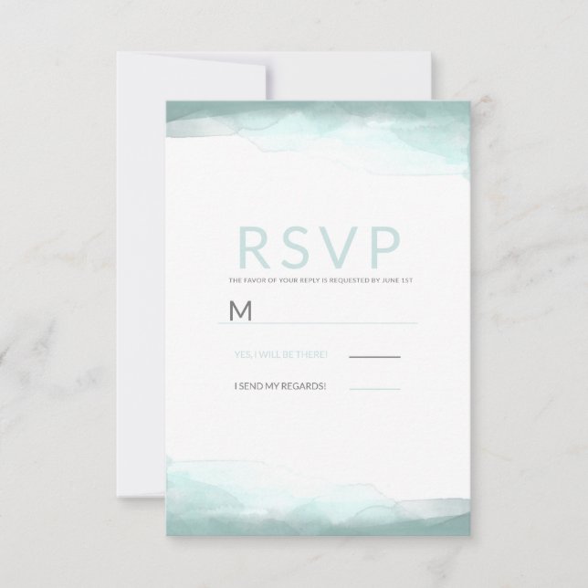 Eau vert mousse de mer Mariage moderne RSVP (Devant)