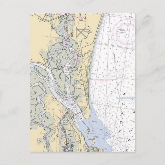 Eaux de plaisance de l'île Amelia Floride Carte po (Devant)