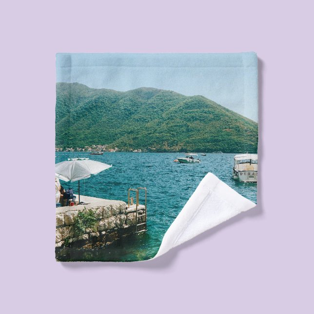 Eaux turquouises de Perast - Monténégro (Gant de toilette)