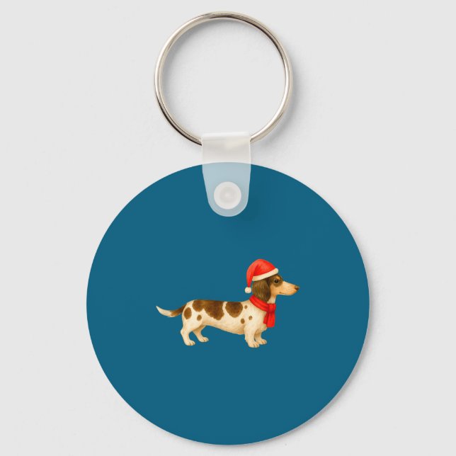 Ebald Christmas Dachshund E Funny Doxie Dog Mom  Keychain (Front)