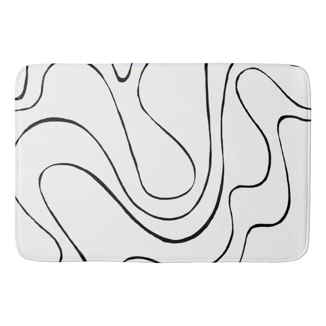 Ebb and Flow 2 - Black and White Bath Mat (Front)