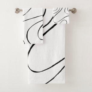 Ebb and Flow 2 - Black and White Bath Towel Set
