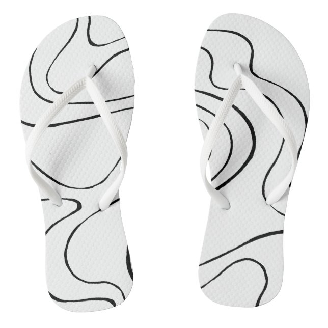 Ebb and Flow 2 - Black and White Flip Flops (Footbed)