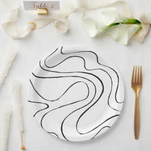 Ebb and Flow 2 - Black and White Paper Plate