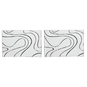 Ebb and Flow 2 - Black and White Pillowcase