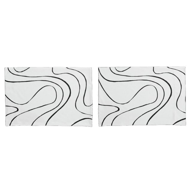 Ebb and Flow 2 - Black and White Pillowcase (Front-Set)