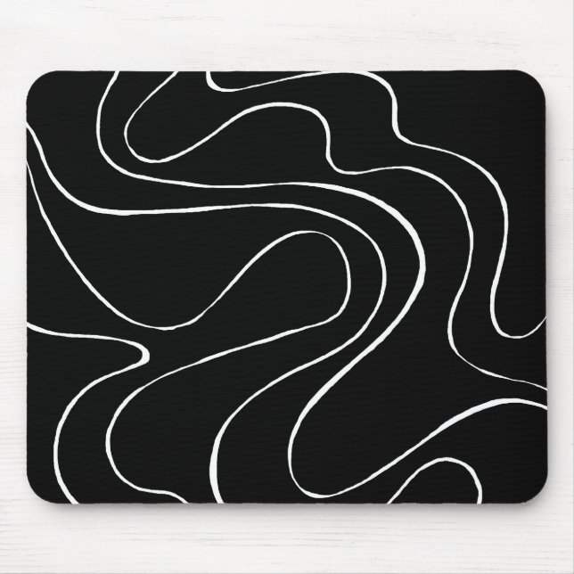Ebb and Flow 2 - Black on White Mouse Pad (Front)