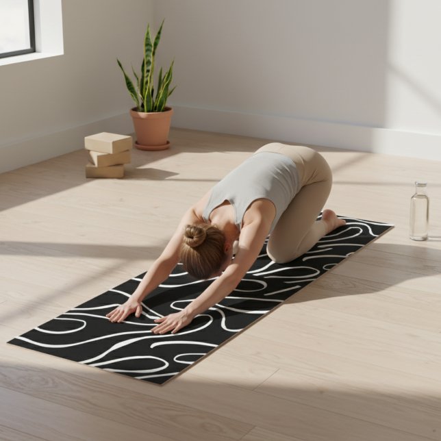 Ebb and Flow 2 - Black on White Set Yoga Mat (Creator Uploaded)