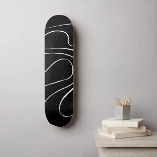 Ebb and Flow 2 - Black on White Skateboard