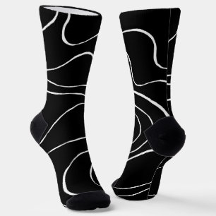Ebb and Flow 2 - Black on White Socks