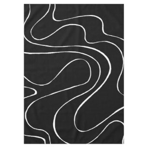 Ebb and Flow 2 - Black on White Tablecloth