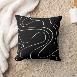 Ebb and Flow 2 - Black on White Throw Pillow