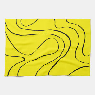 Ebb and Flow 2 in Black and Yellow Kitchen Towel