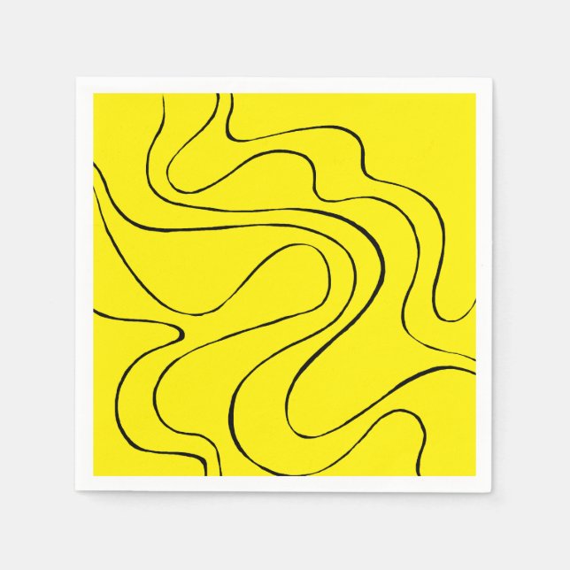 Ebb and Flow 2 in Black and Yellow Napkin (Front)