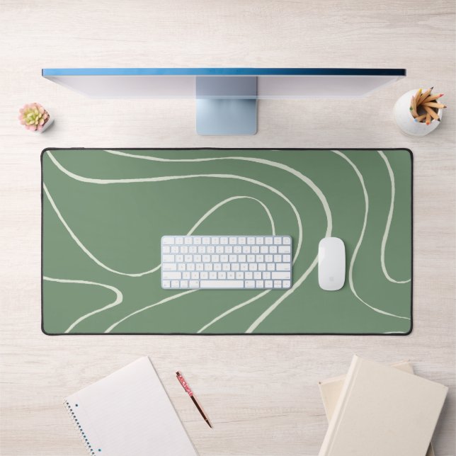 Ebb and Flow 2 in Green Desk Mat (Office 1)