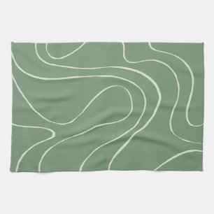 Ebb and Flow 2 in Green Kitchen Towel