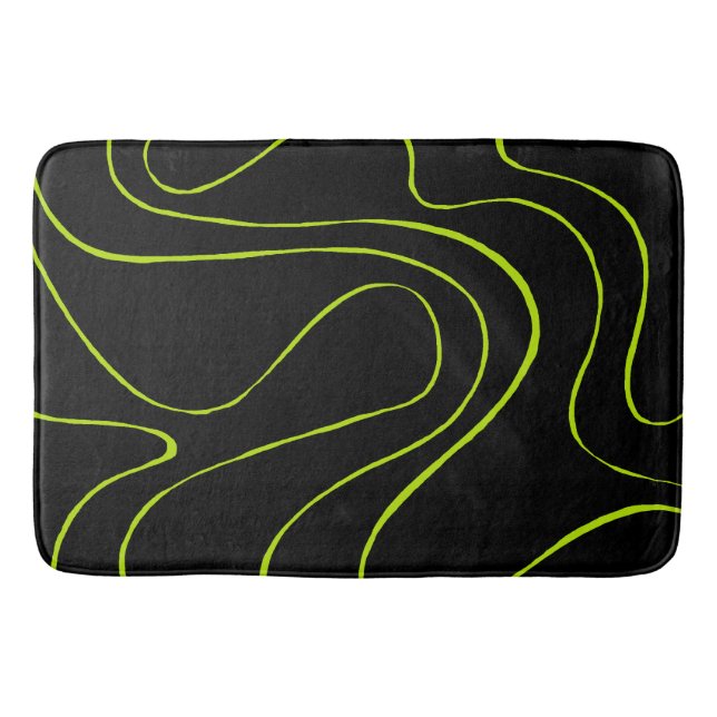 Ebb and Flow 2 in Lime Green and Black Bath Mat (Front)