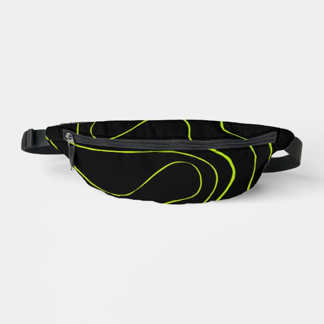 Ebb and Flow 2 in Lime Green and Black Fanny Pack (Front)