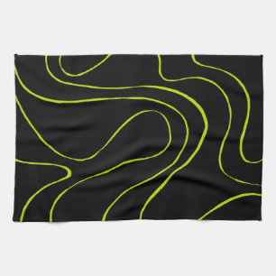 Ebb and Flow 2 in Lime Green and Black Kitchen Towel
