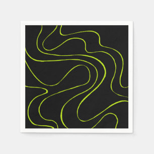 Ebb and Flow 2 in Lime Green and Black Napkin