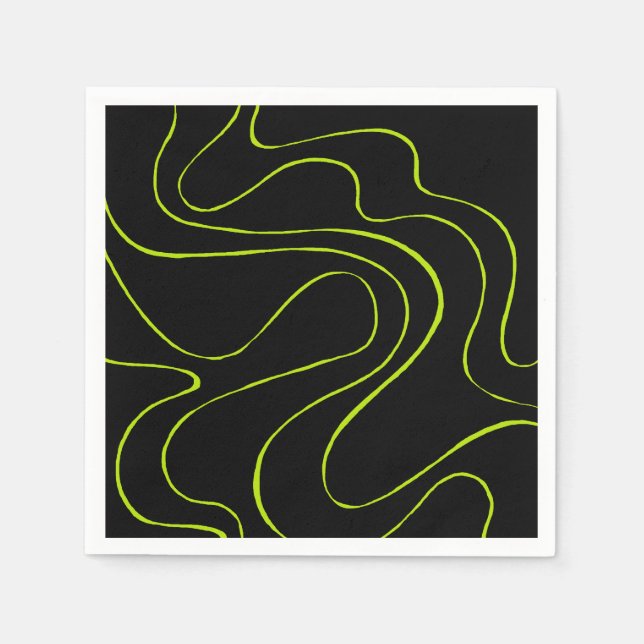 Ebb and Flow 2 in Lime Green and Black Napkin (Front)