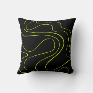 Ebb and Flow 2 in Lime Green and Black Throw Pillow