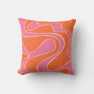 Ebb and Flow 2 in Pink, Orange and Cream Throw Pillow