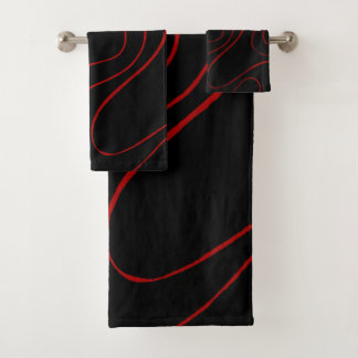 Ebb and Flow 2 in Red and Black Bath Towel Set