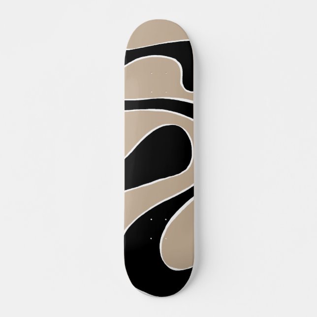 Ebb and Flow 2 in Taupe, Black, and White Skateboard (Front)