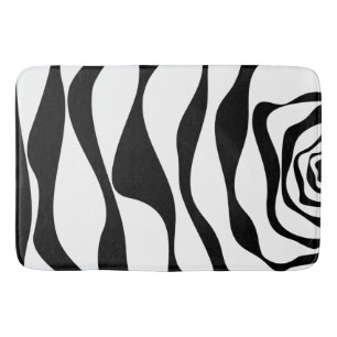 Ebb and Flow 4 - Black and White Bath Mat