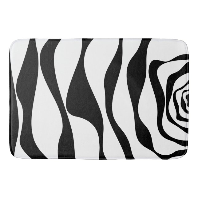 Ebb and Flow 4 - Black and White Bath Mat (Front)