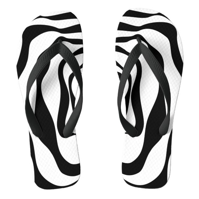 Ebb and Flow 4 - Black and White Flip Flops (Footbed)