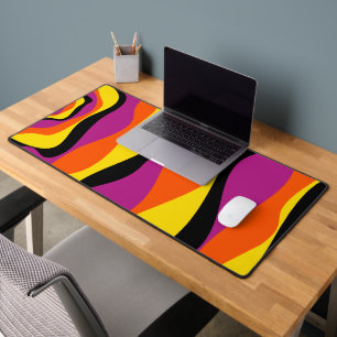 Ebb and Flow 4 - Black, Pink, Orange and Yellow Desk Mat