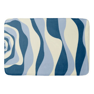 Ebb and Flow 4 - Dark Blue, Light Blue and Cream Bath Mat