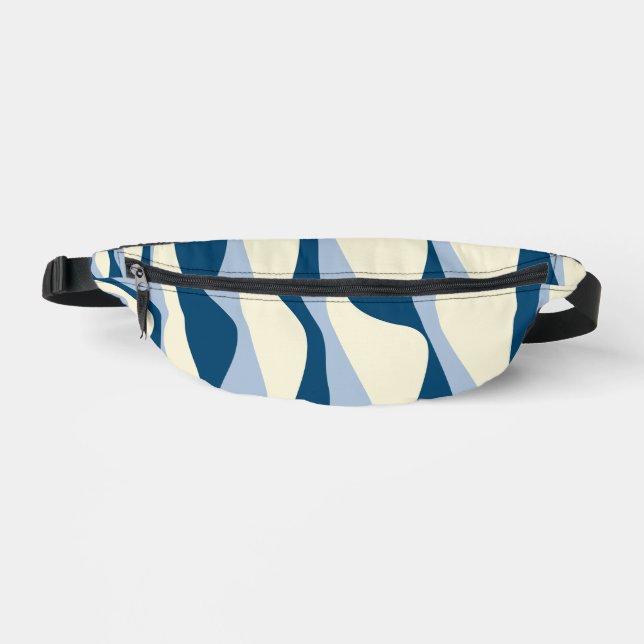 Ebb and Flow 4 - Dark Blue, Light Blue and Cream Fanny Pack (Front)