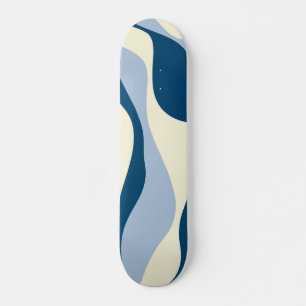 Ebb and Flow 4 - Dark Blue, Light Blue and Cream Skateboard