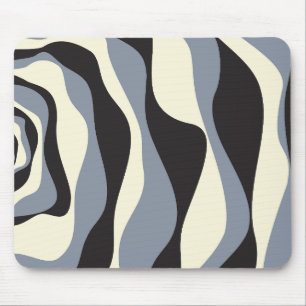 Ebb and Flow 4 in Black, Grey, and Cream Mouse Pad