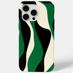Ebb and Flow 4 in Green, Cream and Black  iPhone 15 Pro Max Case