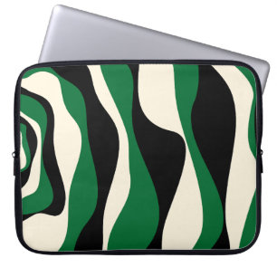 Ebb and Flow 4 in Green, Cream and Black  Laptop Sleeve
